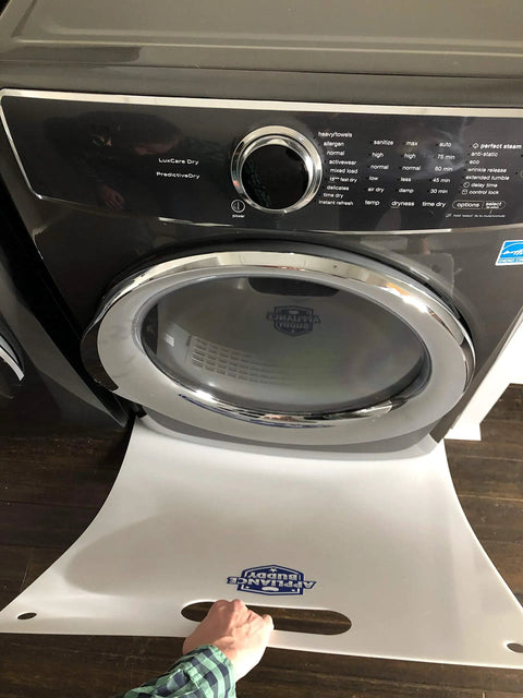 Heavy Duty Appliance Slider Mat For Effortless Moves For Refrigerators, Ovens, Washers, Dryers And More in use under dryer