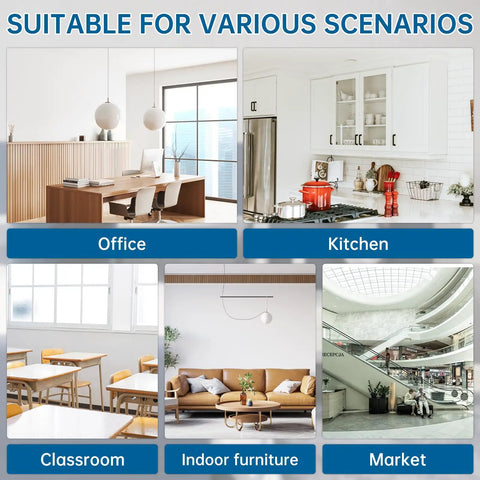 Collage of office, kitchen, classroom, indoor furniture, and market suitable for various scenarios