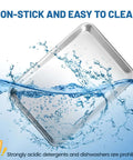 12 Pack Half-Size Aluminum Baking Sheets Pan Set submerged in water, highlighting non-stick and easy-to-clean features.