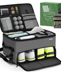 Two Layer Golf Trunk Organizer For Car And SUV With Shoe Compartment And Dividers Waterproof Golf Gear Bag For Men showcasing open compartments with golf accessories and shoes.
