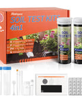 4-in-1 Soil Test Kit For pH, Nitrogen, Phosphorus And Potassium, 40-Count with tubes, sampling tools, and color card