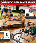 Epic Slot Car Race Track Set For Kids With 29 Foot Electric Track shown with battery and AC power options
