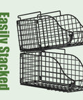 Stackable wire basket of Eight Pack Can Organizer For Pantry And Fridge, easily stacked design shown.
