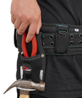 Heavy Duty Hammer And Pliers Holster For Tool Belt with 1680D Polyester, Tunnel Loop, 2 Inch Fit, shown on belt holding tools.