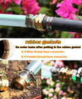 Heavy Duty Brass Garden Hose Repair Kit With Two Sets Of Male And Female Three Quarter Inch Barb Fittings Stainless Clamps And Extra Washers For Quick Leak Free Hose Repairs And No Fuss Outdoor Use with brass fittings on green and black hoses