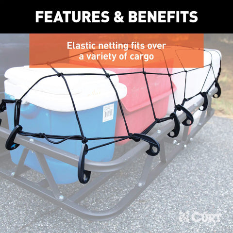 Hella Strong 43 X 24 Inch Elastic Cargo Net With Finger Loop Grips For Hitch Carrier And Trailer Rack Lock In Your Gear No Drama Outdoor Organizer System