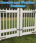 Tough As Nails 20 Inch Adjustable Metal Gate Chain Lock With Heavy Duty Carabiners securing a white fence gate.