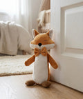 Fox Shaped Plush Door Stopper With Cotton Filling, Heavy Duty Proofing Pinch Guard in bedroom setting