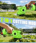 2-In-1 600W Cordless Hedge Trimmer And Grass Trimmer 21V Battery Powered Garden Tool in cutting mode on lawn