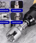 Internal And External Pipe Threading Tool Set For PVC Pipes One Half Inch Three Quarters Inch And One Inch Pro Electric Drill Compatible Pipe Threader Kit 3 Pcs For Quick Tapping And Easy Thread Cutting On Plastic Pipes.
