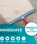 Close-up of Workhorse Squeegee Broom Scrubbing Brush With Telescopic Handle For Garage Patio Deck Tile And Shower 16 Inch 3 Pack