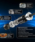 Planetary Gear Brushless Outrunner Motor with 24mm Gearbox and 6mm Shaft for Robotics and RC Builds, dual KV options, component view