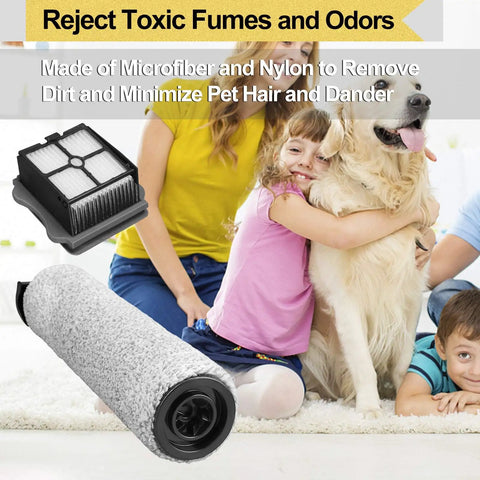 2 Pack Brush Rollers And 4 Pack Vacuum Filters For Floor One S3 Cordless Vacuum Cleaner Replacement Parts Kit with family and pet