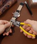 Leather Hole Punch Tool Plier For Belts Watch Bands Shoes And Leather Crafts One Hand Operation Carbon Steel With Silicone Handles