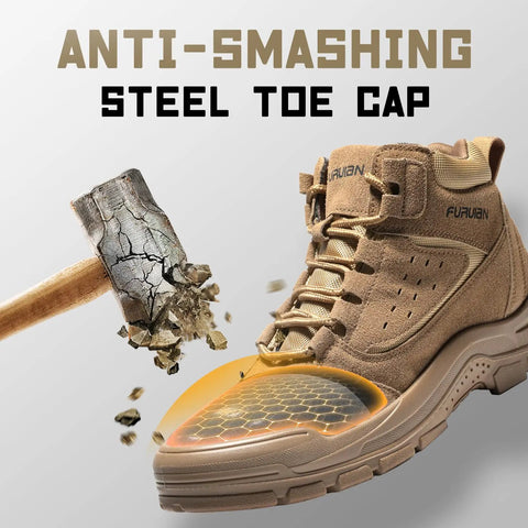 Steel Toe Work Boots For Men And Women Lightweight Slip Resistant High Top Safety Shoes With Puncture Proof Construction