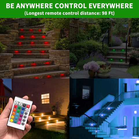 4-Pack 7-Inch LED Rotatable Retaining Wall Lights With 7-Color Hardscape Lighting Outdoor Step Lights illuminating pathways
