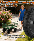 Flat Free Tire And Wheel Set 4.00-6 For Garden Cart, Wheelbarrow, And Hand Truck, 13 Inch Solid Wheel in garden use
