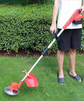 Person holding a trimmer with heavy duty straight shaft trimmer guard shield for brush cutter and weed eater mowers 24mm 26mm 28mm
