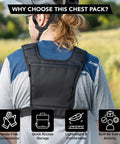 Person wearing Everyday Chest Pack For Hiking, Skiing, Running And Travel With Grab And Go Phone Pocket, back view outdoors