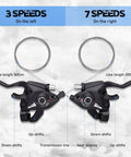 Left And Right Bike Brake Levers Shifter Set For 21 Speed Mountain Bikes 3x7 With Gear Indicator And Cables Included