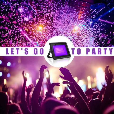 365Nm 50W LED Black Light With US Plug And Switch 4.9 Ft Cord IP66 Waterproof Indoor Outdoor Stage Lighting For Glow Parties