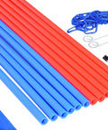Red and blue poles from All-In-One Dog Agility Training Kit With Adjustable Poles Jump Run Obedience Set For Home Backyard Park Use