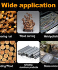 Image showing applications for 7 Piece Twist Knot Wire Brush Set For Drill With One Quarter Inch Shank.