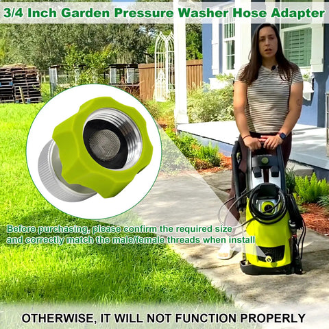 Three Quarter Inch Garden Hose Adapter For Pressure Washer Hoses, Universal Connector with SPX Series Compatible