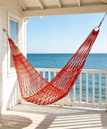 Thickened Nylon Hammock With Breathable Mesh, Heavy-Duty Portable Outdoor Hanging Bed for Garden or Camping, red hammock by sea view