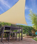 Sun Shade Sail Triangle Canopy For Patio And Backyard 22 Foot By 22 Foot By 22 Foot Equilateral Shade Cover UV Block Breathable 180GSM HDPE Fade Resistant Sand Color Outdoor Garden Shade Stay Cool Backyard Vibes over patio furniture