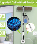 Badass Cordless Electric Spin Scrubber With High Torque Motor And Adjustable Speeds For Blasting Away Tough Bathroom Scale And Shower Soap Scum Long Lasting Battery Keeps You Working Harder, shown with AI protection features.