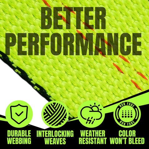 Killer Heavy Duty Ratchet Straps With J Hooks Two Inch By Fifteen Foot Ten Thousand Pound Breaking Strength Tie Down Cargo Straps For Truck Trailer Moving Fluorescent Green Four Pack