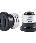 Polarized Handy Plug 2 Pack Light Socket To 2 Prong Outlet Adapter Easy Install UL Listed Black Converter, close-up view