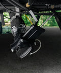 Must-Have RV Gate Valve With Built-In Clear Adapter And Four Bayonet Prongs installed under RV showing the connection to drain pipe