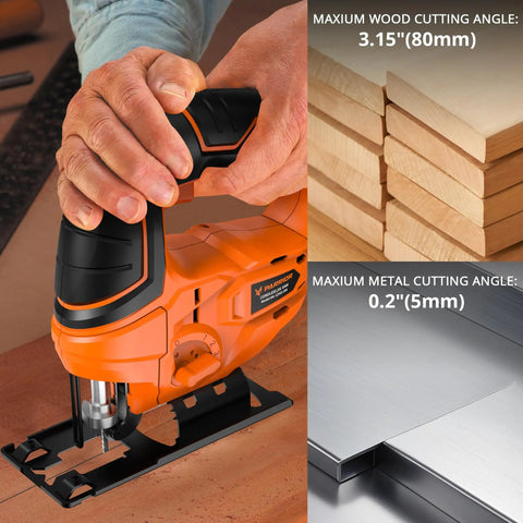 Cordless Jigsaw Kit With 20V Battery And Charger, 2700 RPM Cutting, 80mm Wood And Metal Depth, For Wood Plastic Metal Projects, Lightweight Portable Power Saw For DIY And Pro Use, cutting wood and metal