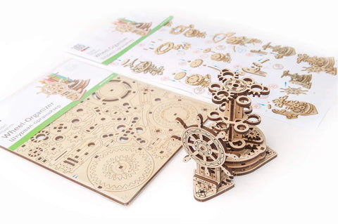 Dope Mechanical Wheel Desk Organizer Kit For Adults And Family, 3D Wood Puzzle With Moving Parts, STEM DIY Project, Holds Up To Six Pens Or Pencils, Educational Home Office Toy, wooden kit and assembled organizer