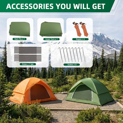 Lightweight Two Person Tent For Camping All Weather All Season With Easy Up Design And Waterproof Shelter Accessories