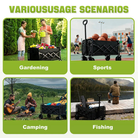 All Terrain Folding Wagon Cart With Brakes 360 Lb Heavy Duty Portable Lightweight Wagon for sports and gardening use