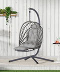 Cozy Outdoor Egg Swing Chair With Stand And Footrest Deep Cushioned Hammock Style Seat For Patio Or Indoor Use Waterproof Rattan