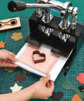 Hands using Beast Of A Leather Cutting Press 1.5 Ton With 20x20cm Work Bed Dual Guide Shafts And 39 Piece Hole Punch Tool Set for leathercraft