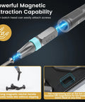 Close-up of magnetic bit holding screw for 24 In 1 Magnetic Ratchet Screwdriver Set With Precision Bits For Home Repairs DIY Projects