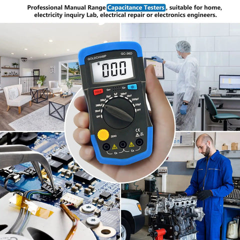 Capacitor Tester And Digital Multimeter Capacitance Meter 200pF To 20mF Handheld With Backlight Data Hold Pro Grade Multifunction Range in use