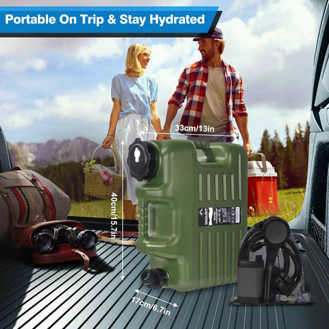 Portable Camping Shower Kit With 5 Gallon Water Jug And 6000mAh Rechargeable Battery IPX7 Waterproof Pump BPA Free Water Containers
