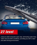 Top Shelf Three Piece Windshield Wiper Blade Set With 20 And 12 Inch Sizes For Ford Escape Models Built 2008 To 2012 featuring composite wiper strip in action.