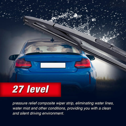 Top Shelf Three Piece Windshield Wiper Blade Set With 20 And 12 Inch Sizes For Ford Escape Models Built 2008 To 2012 featuring composite wiper strip in action.