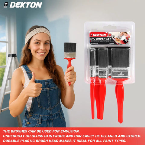 Five Piece Paint Brush Set With Durable Synthetic Bristles For All Paint Types, Includes 12mm 25mm 37mm 50mm And 60mm Brushes