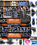 The Ultimate 324-Piece Quick Connect Air Hose Fitting Swag For Fast Pneumatic Repairs And DIY Jobs., 324-piece brass air hose fitting kit in organizer case with push-connect fittings and cutters