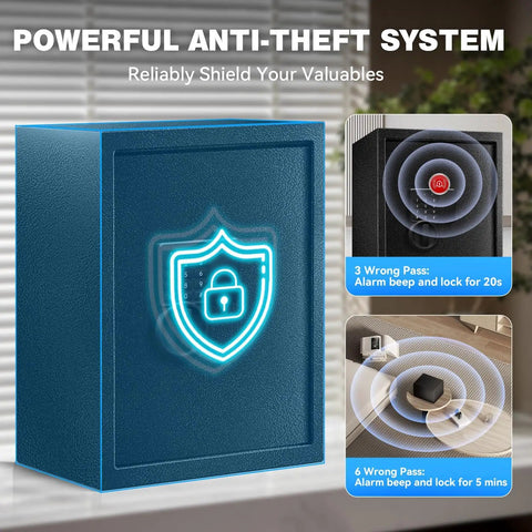 Two Point Eight Cu Ft Steel Electronic Safe Box For Home And Office With Digital Lock Documents Money Jewelry Big Capacity Storage Sensor Light Removable Shelf Quiet Mute Function Heavy Duty Security Vault with anti-theft system graphics