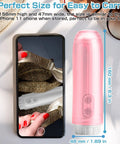On The Go Bidet Sprayer For Travel And Personal Hygiene Portable Electric Cleanser in pink next to a smartphone for size comparison