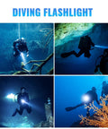Scuba divers using Ultra Bright 3000 Lumen Scuba Dive Light With Magnetic Ring Switch in underwater caves and reefs